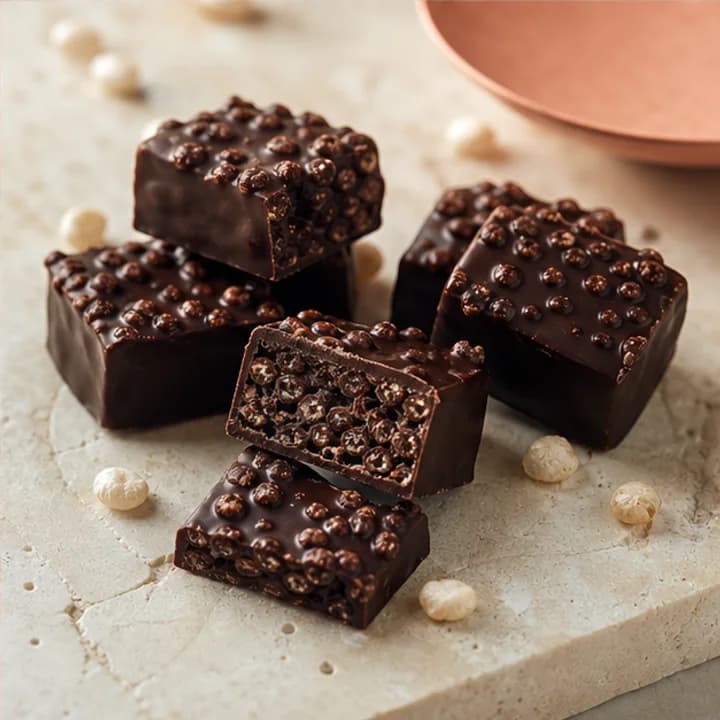 Sugar Rebel editorial still life for ChocZero Crisped Rice Chocolate Squares